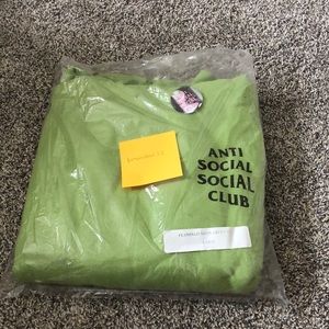 Anti social social club neon green hoodie large